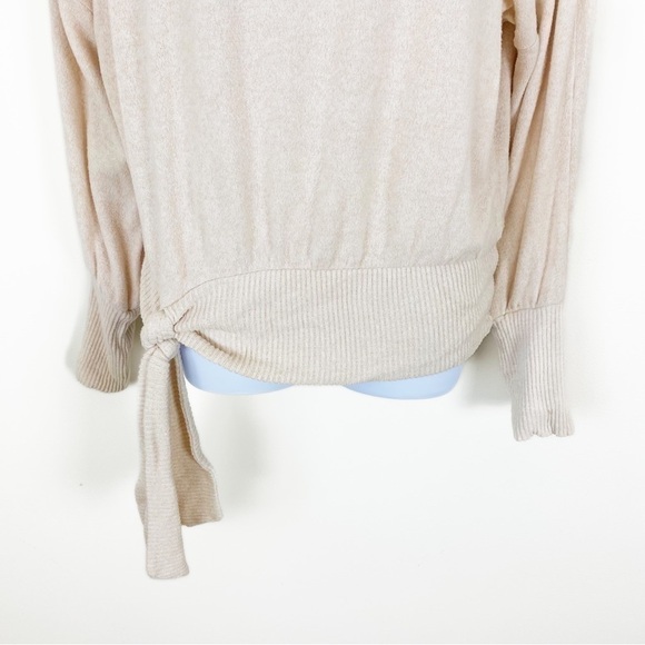 ANTHROPOLOGIE SATURDAY SUNDAY Payton Brushed Fleece Tie Front Sweater XS boho - Picture 4 of 7
